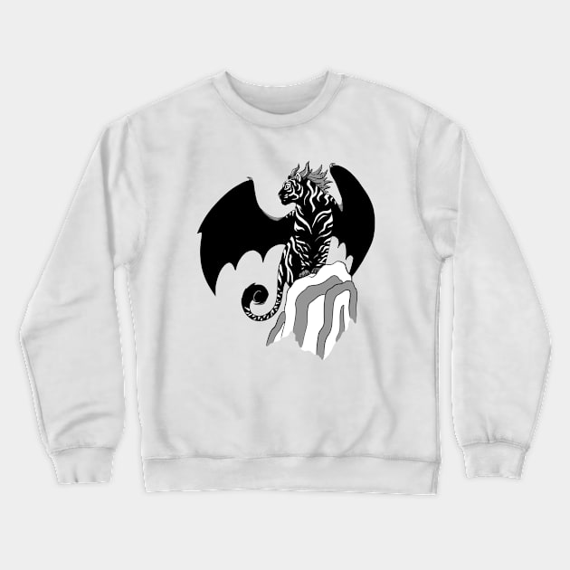 Winged Night Panther Tiger Crewneck Sweatshirt by Lady Lilac